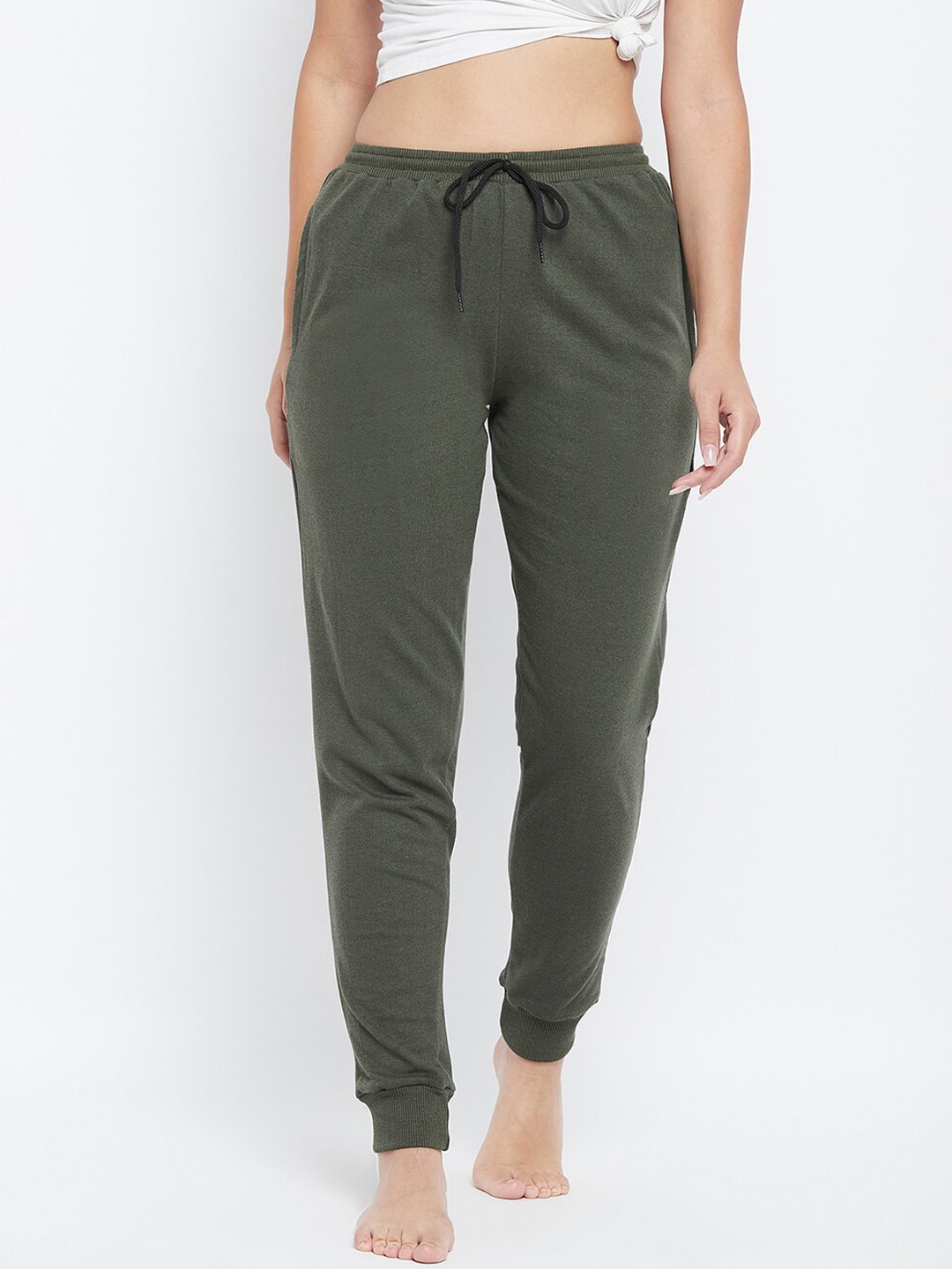 Clovia Woman Green Knitted Regular Lounge Pants Price in India