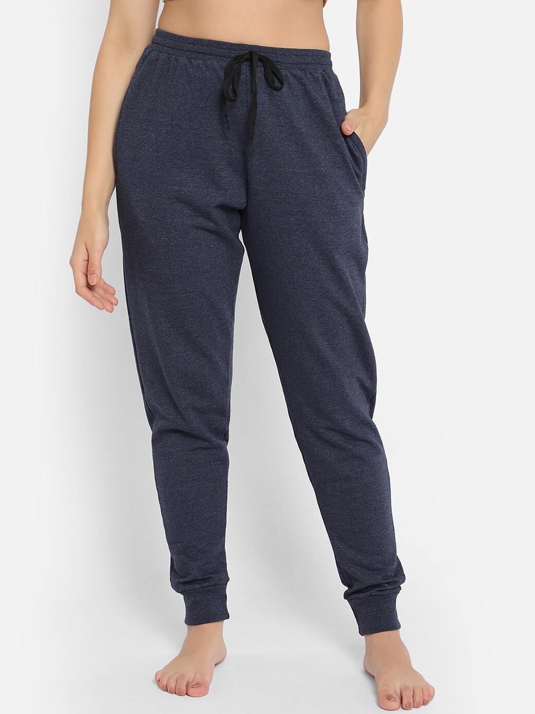 Clovia Women Navy Blue Solid Joggers Price in India