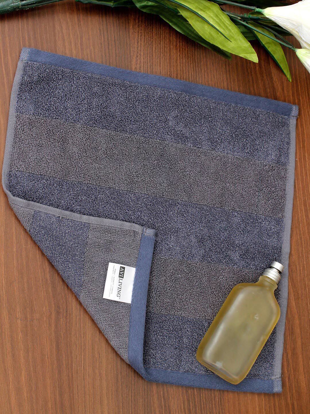 AVI Living Combo of 4 Blue & Grey Absorbent & Quick Dry Face Towel Price in India