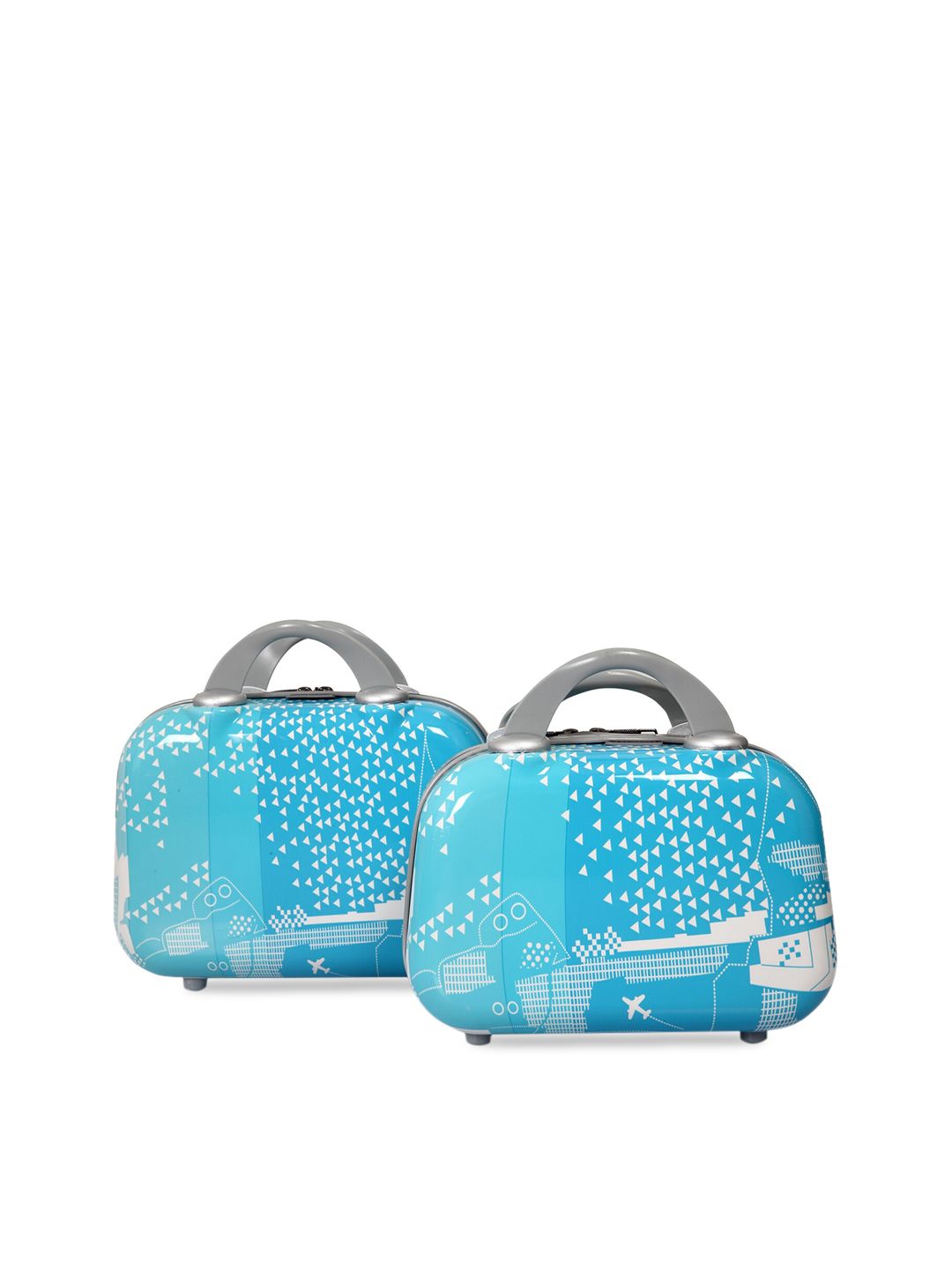 Polo Class Blue & White Abstract Print 2 Pc Vanity Bag Set Price in India