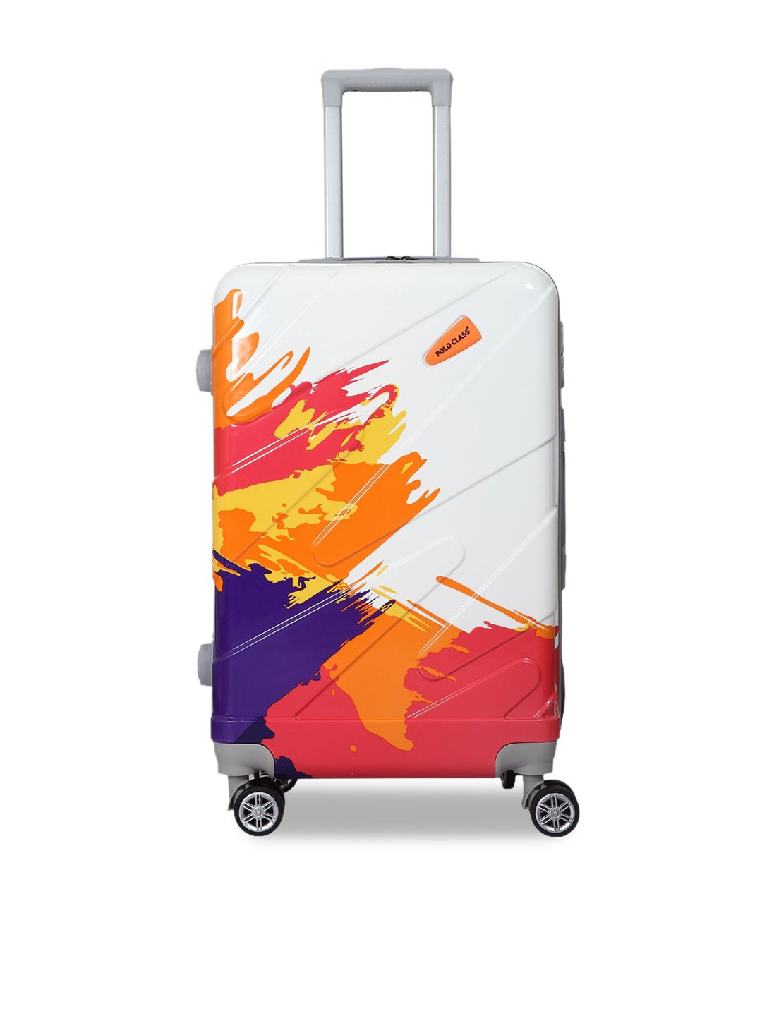 Polo Class White & Orange Printed Trolley Bag-24 Inch Price in India