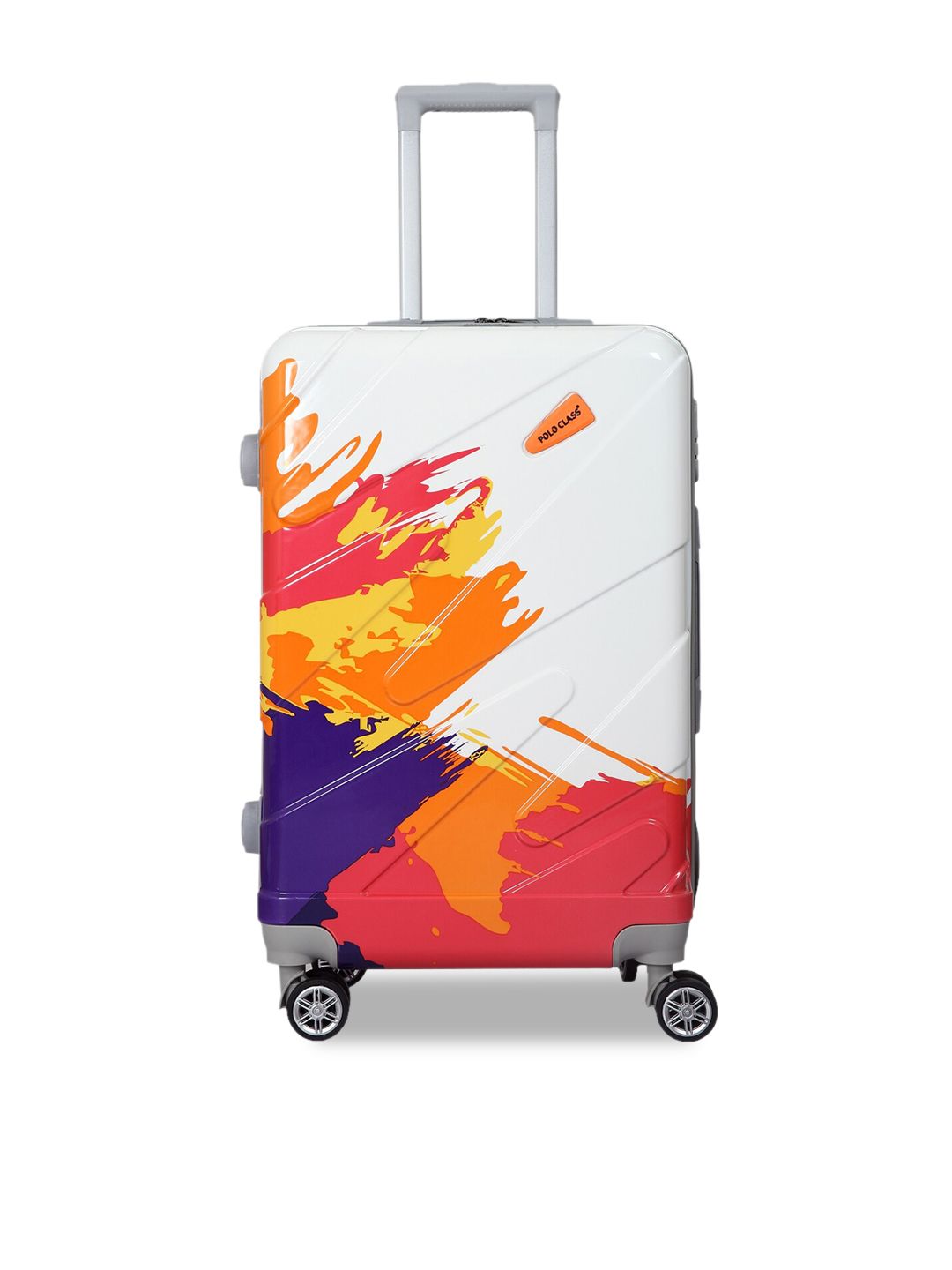 Polo Class White & Orange Printed Trolley Bag-28 Inch Price in India