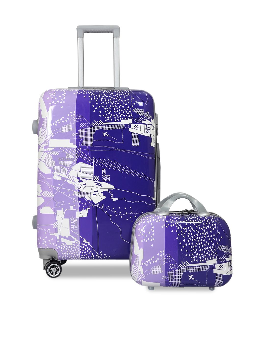Polo Class Blue & Purple 24 inch Trolley Bag with 1 Vanity Bag Price in India