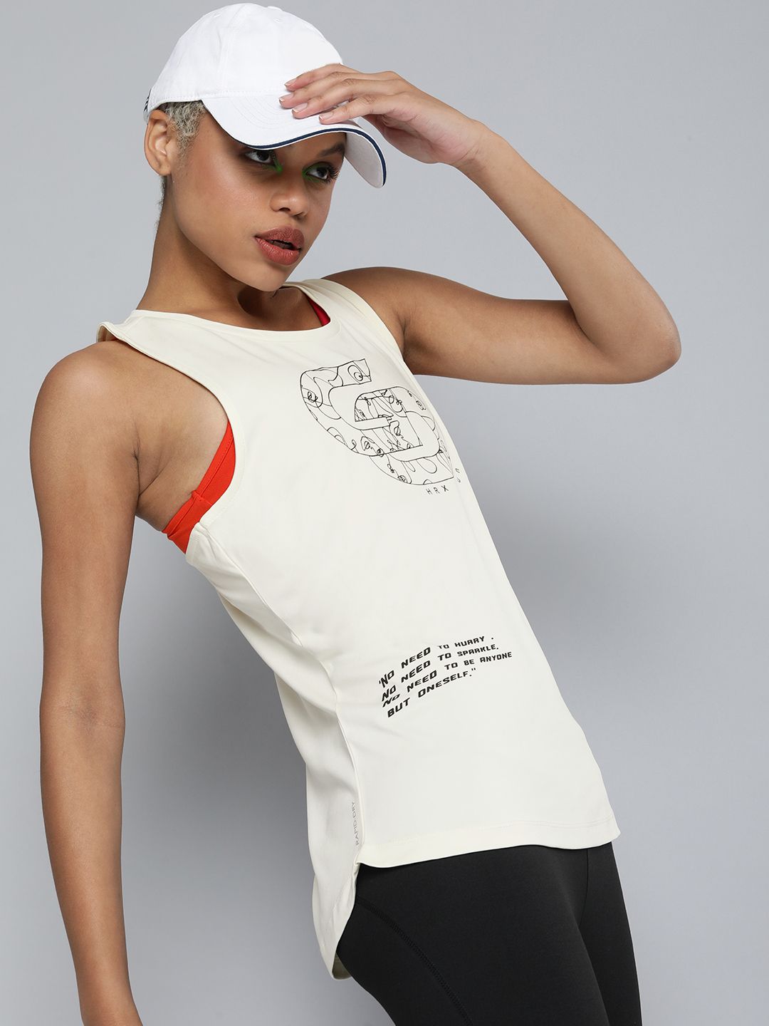 HRX By Hrithik Roshan Running Women OPTIC WHITE Rapid-Dry Typography Tshirts Price in India