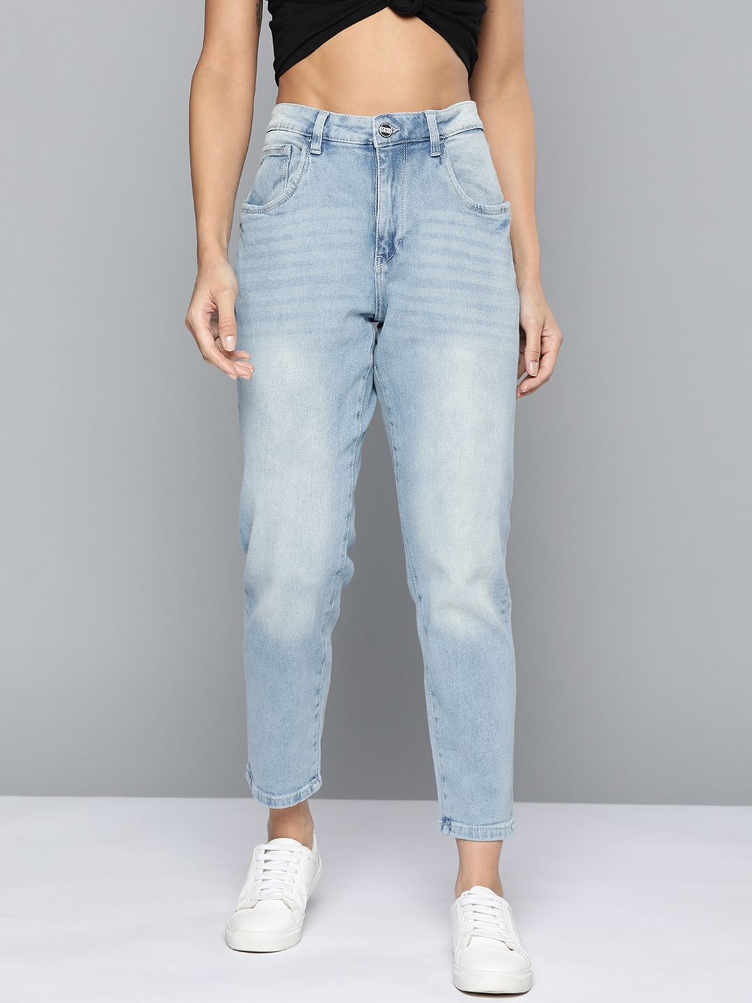 Mast & Harbour Women Blue Boyfriend Fit Heavy Fade Stretchable Jeans Price in India