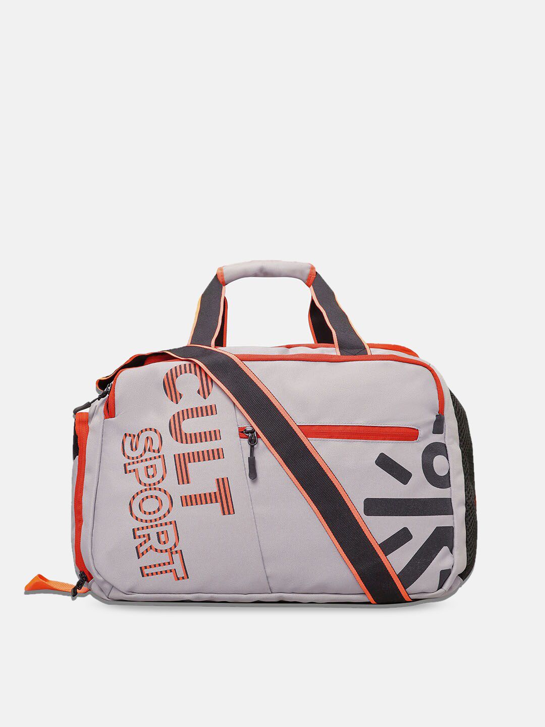 Cultsport Grey & Black Printed Duffel Bag With Shoe Compartment Price in India