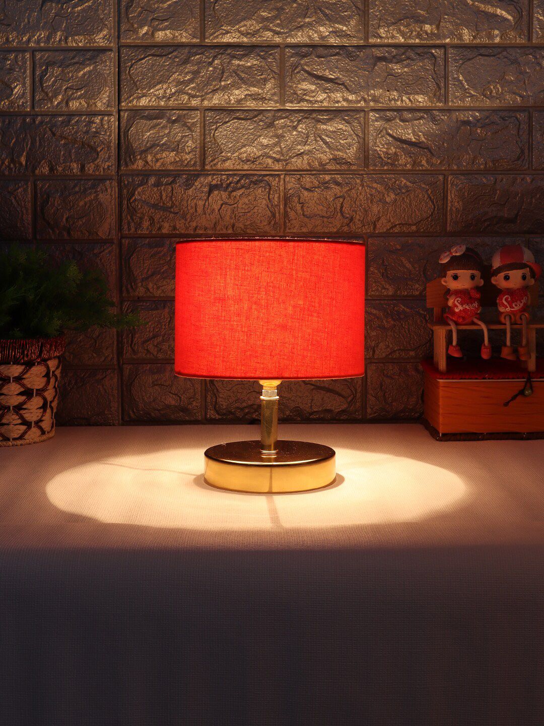 Devansh Orange Solid Cylindrical Table Lamp Price in India