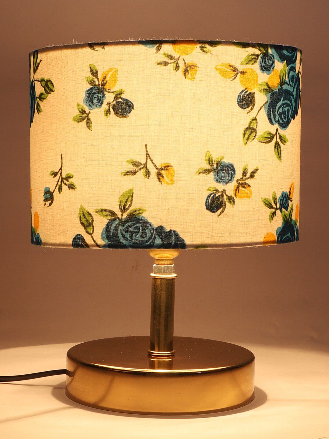 Devansh White Printed Table Lamp With Cotton  Shade Price in India