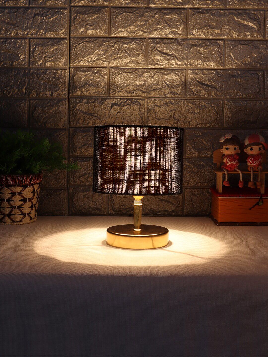 Devansh Metal Table Lamp with Black Jute Shade Price in India