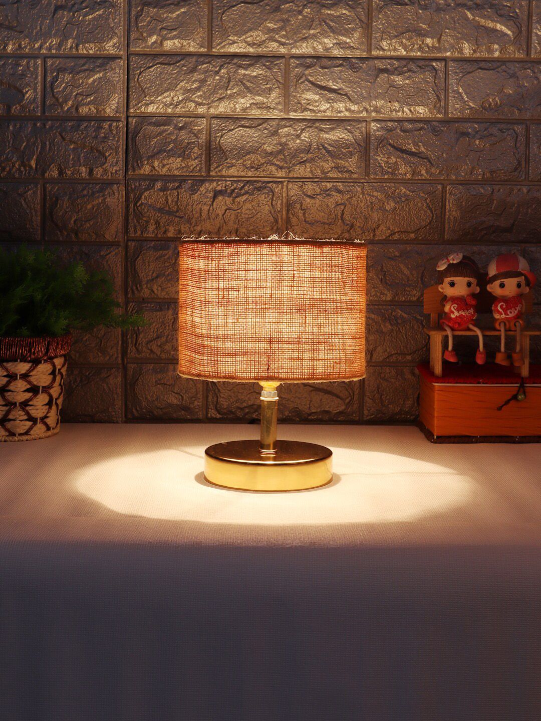 Devansh Beige Jute Shade With Metal Table Lamp Price in India