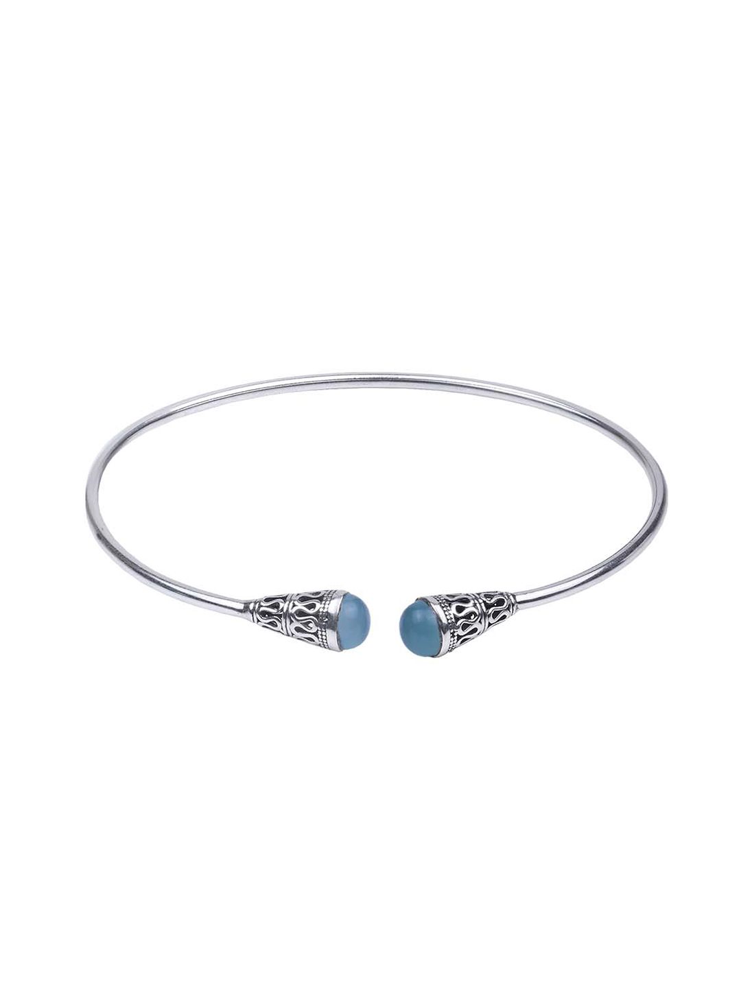 GIVA Women Oxidised Silver-Toned & Blue Sterling Silver Cuff Bracelet Price in India