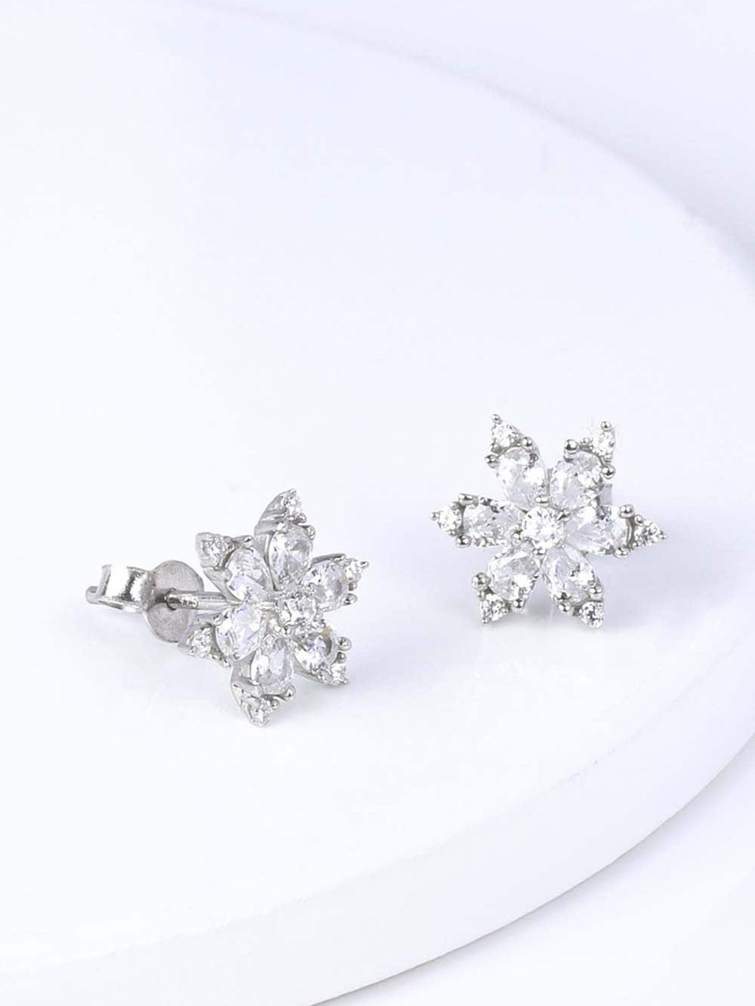 GIVA Silver-Toned 925 Sterling Silver Contemporary Studs Earrings Price in India