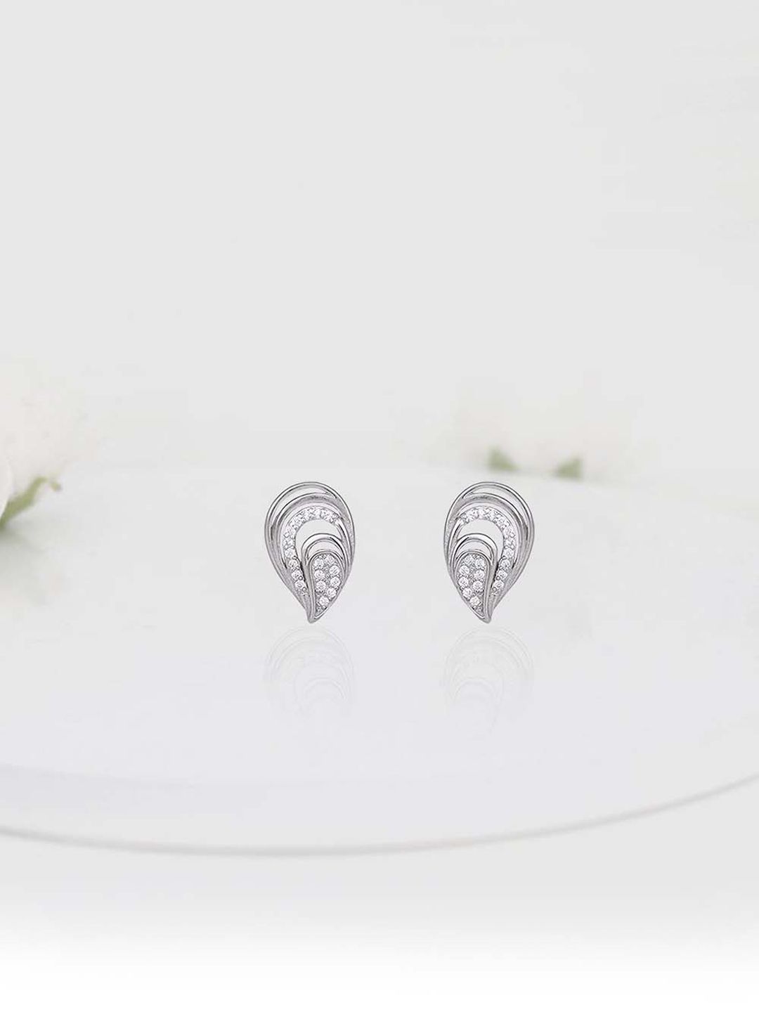 GIVA Silver-Toned 925 Sterling Silver Contemporary Studs Earrings Price in India