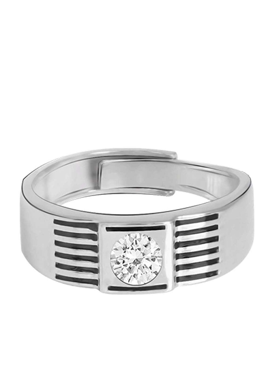 GIVA Men 925 Sterling Silver Glistening Lines Finger Ring Price in India
