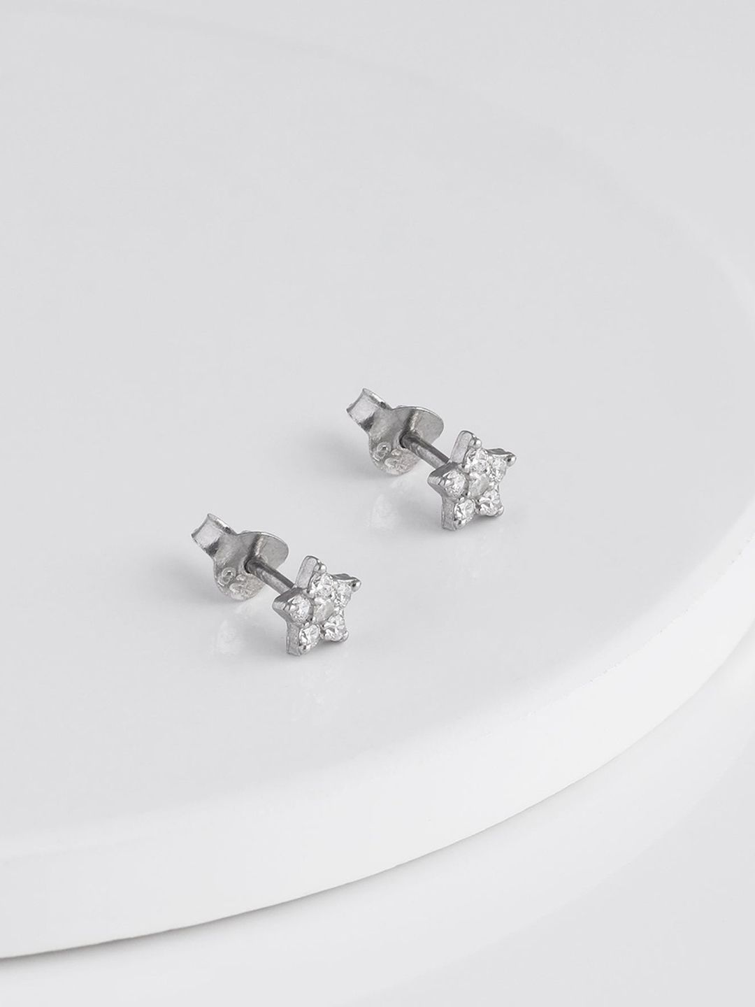 GIVA Silver-Toned 925 Sterling Silver Contemporary Studs Earrings Price in India