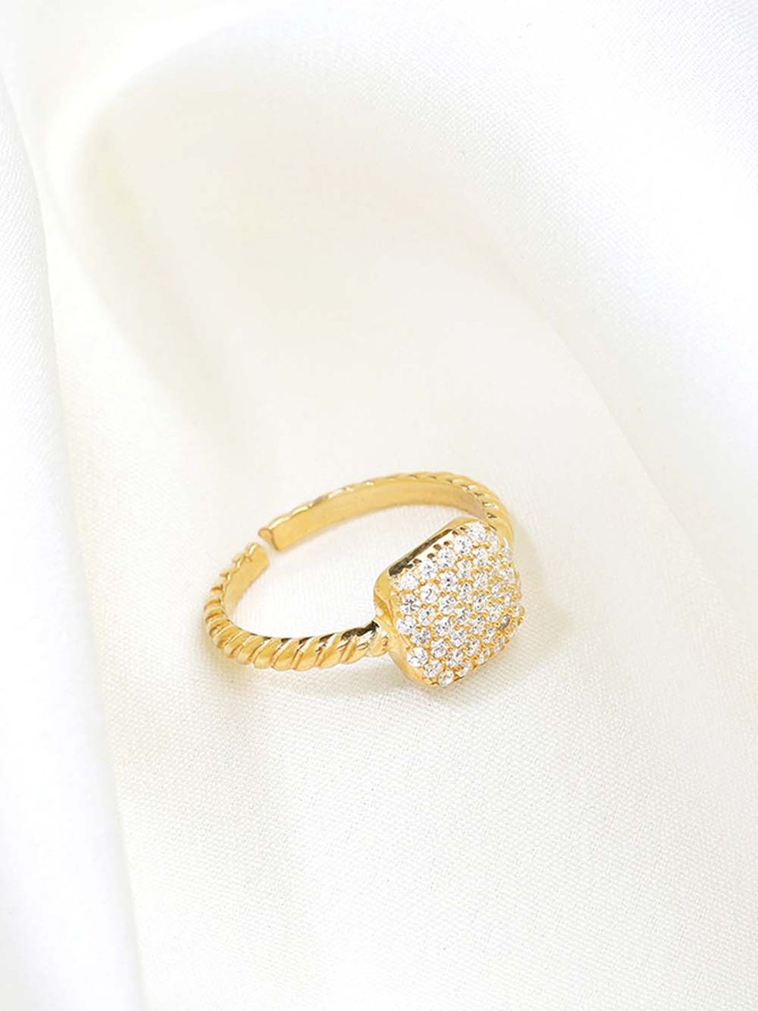 GIVA Gold-Plated & White CZ Studded Finger Ring Price in India