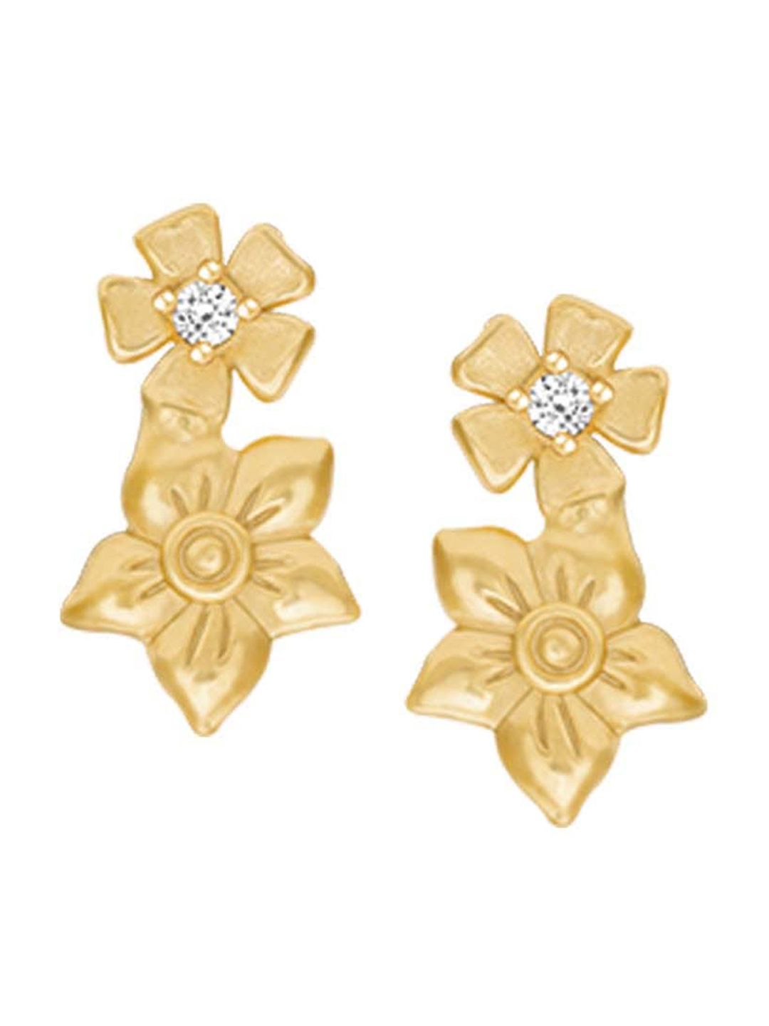 GIVA Gold-Toned Contemporary Flowery Drop Earrings Price in India