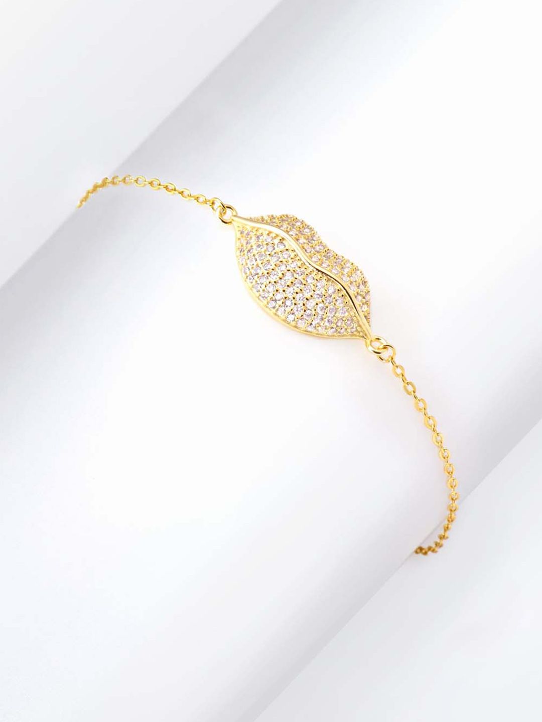 GIVA Women Gold-Plated Sterling Silver Cubic Zirconia Bangle-Style Bracelet Price in India