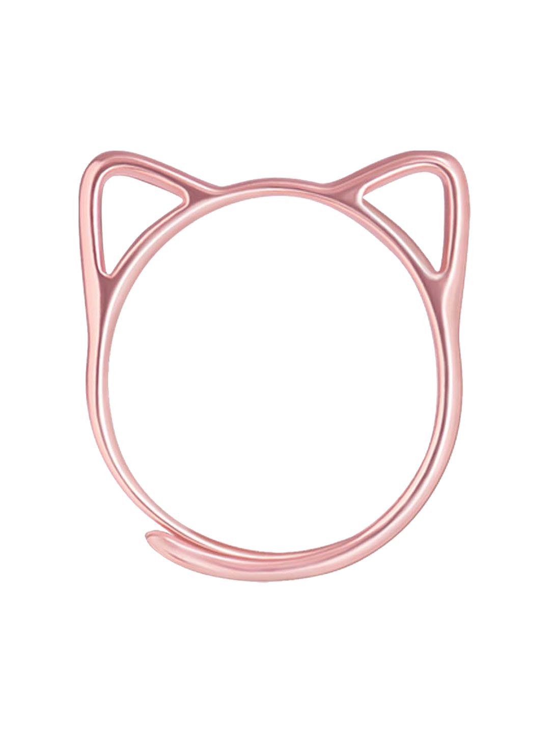 GIVA Rose Gold-Toned Rose Gold-Plated 925 Sterling Silver Adjustable Kitty Finger Ring Price in India