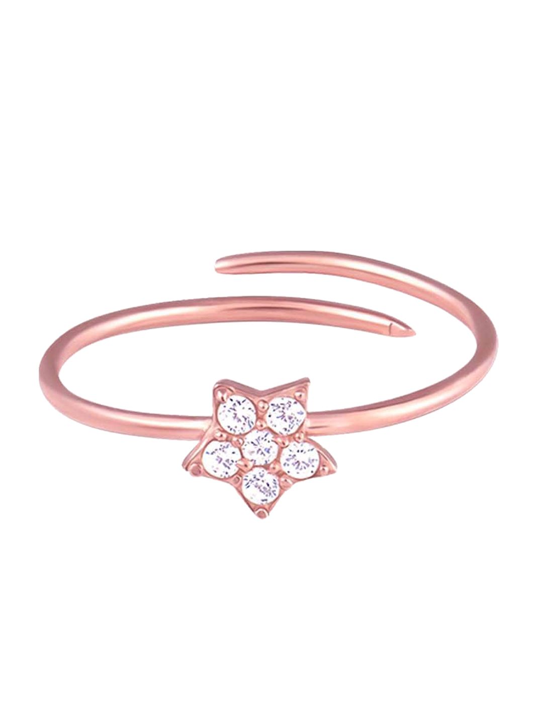 GIVA Rose Gold-Plated White CZ Studded Star Constellation Ring Price in India