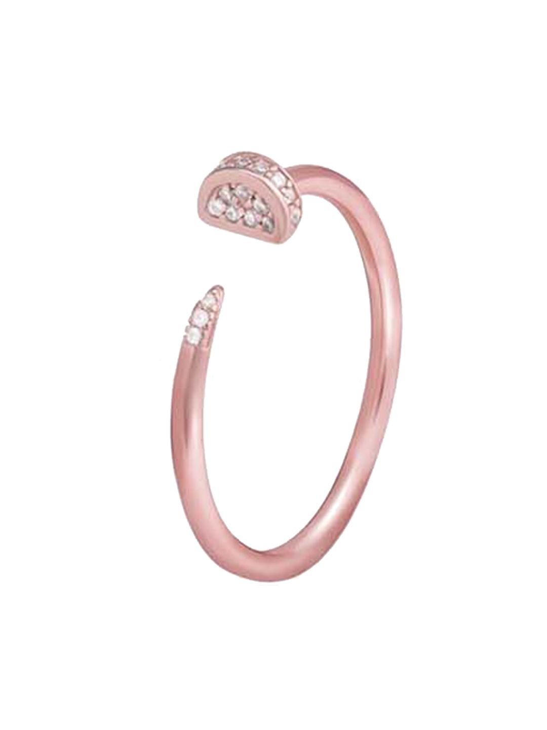 GIVA Women 925 Sterling Silver Rose Gold-Plated White CZ Studded Top-Notch Ring Price in India