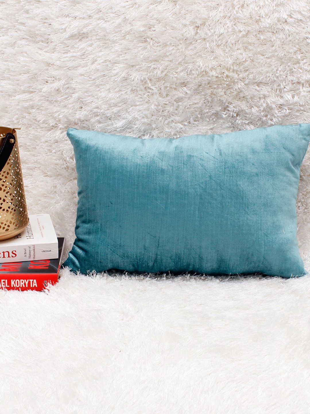 AVI Living Blue Velvet Rectangle Cushion Covers Price in India