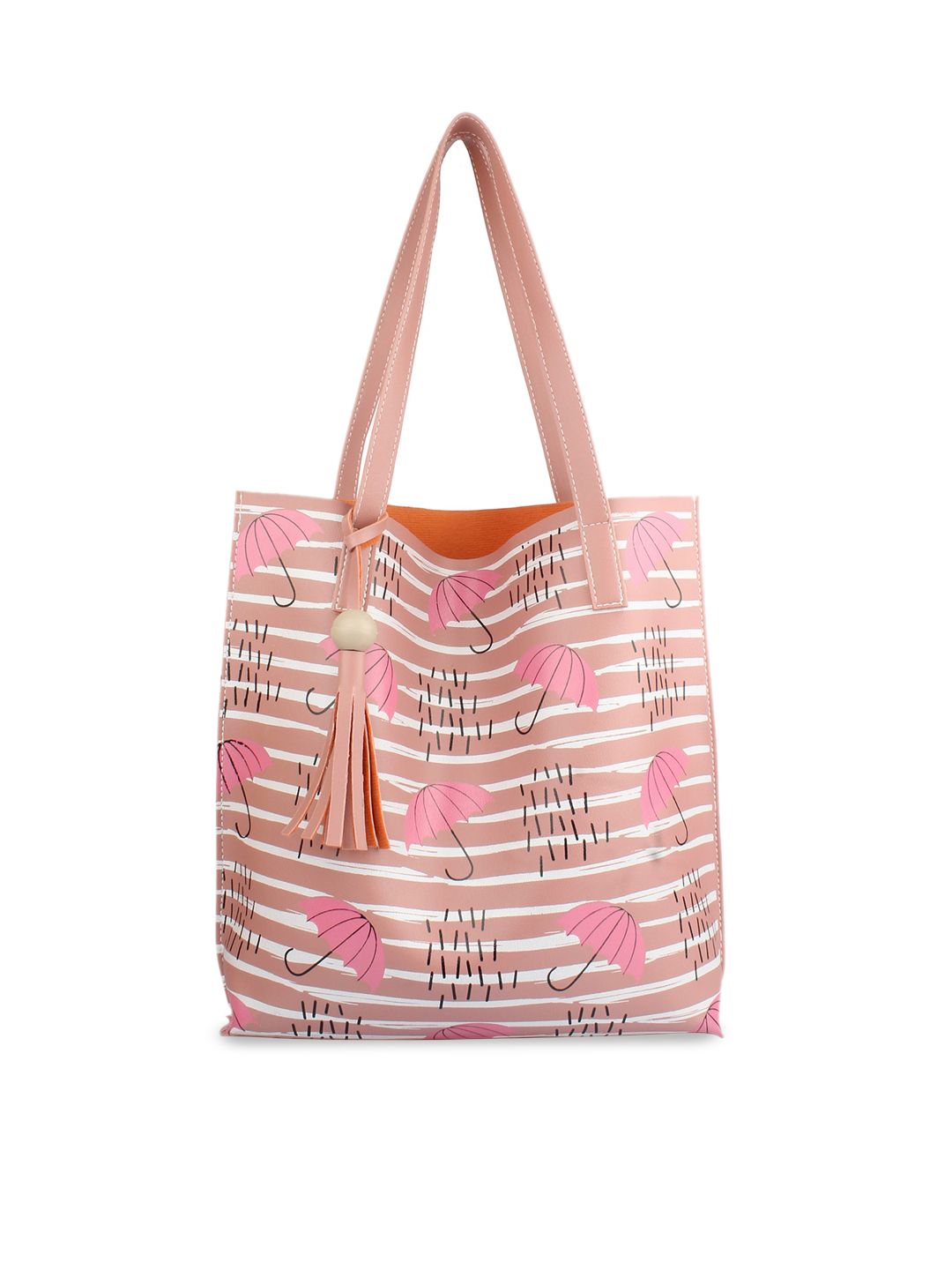 MAMMON Mauve & Pink Printed Shopper Tote Bag Price in India