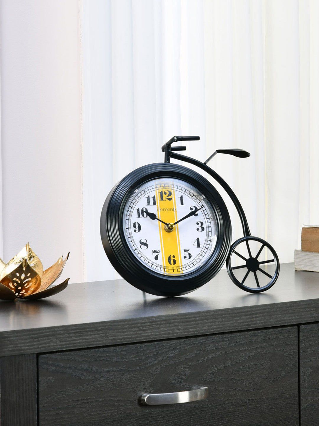 Athome by Nilkamal Black & White Colourblocked Contemporary Table Clock Price in India
