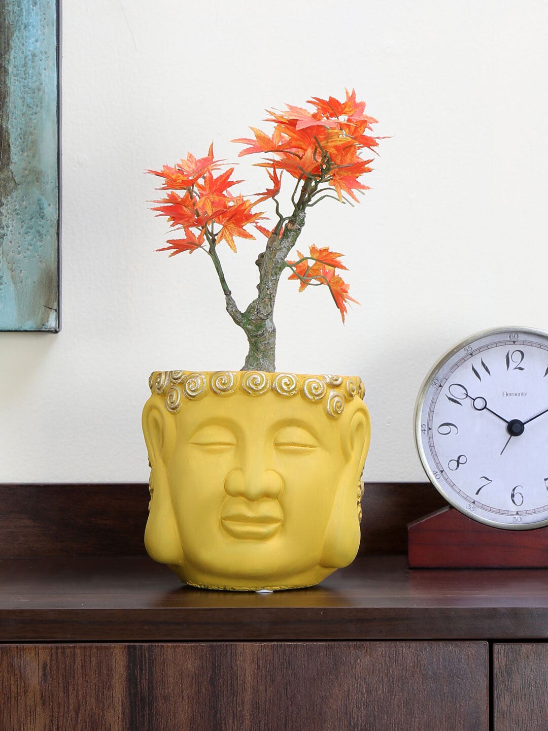 Athome by Nilkamal Yellow Buddha Face Terracotta Planter Price in India