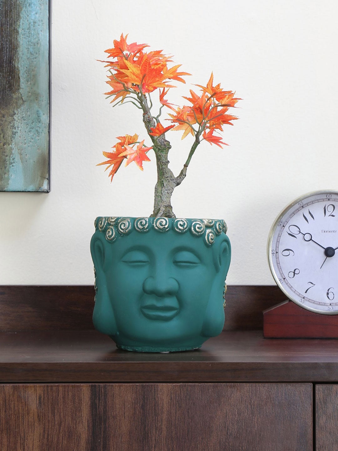 Athome by Nilkamal Sea Green Textured Terracotta Planter Price in India