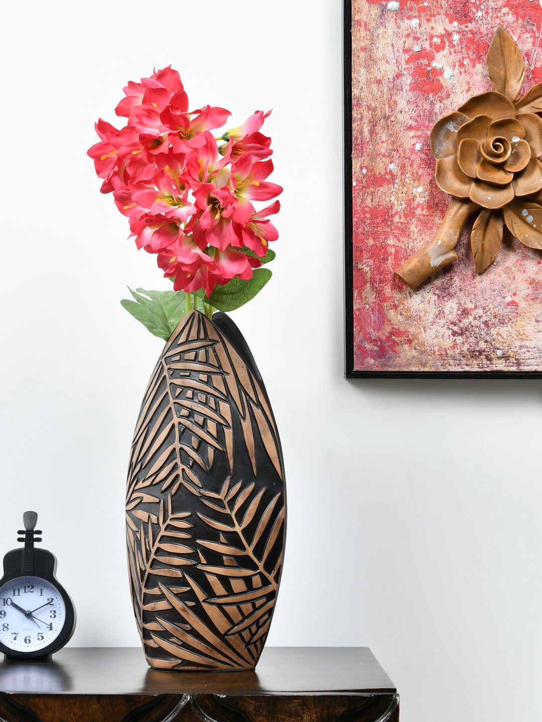 Athome by Nilkamal Brown Foliage Leaf Ceramic Vase Price in India