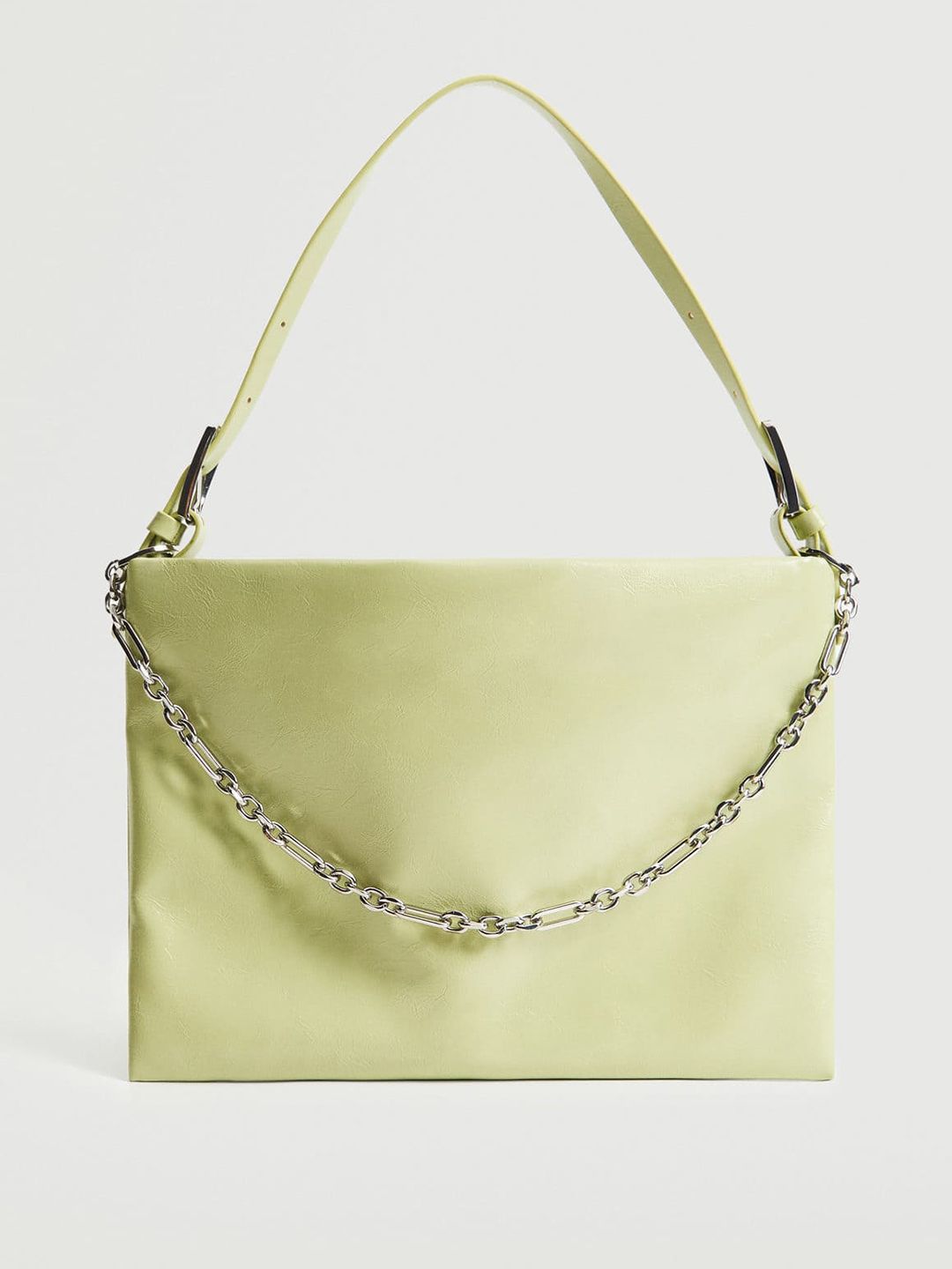 MANGO Green Solid Structured Handheld Bag Price in India