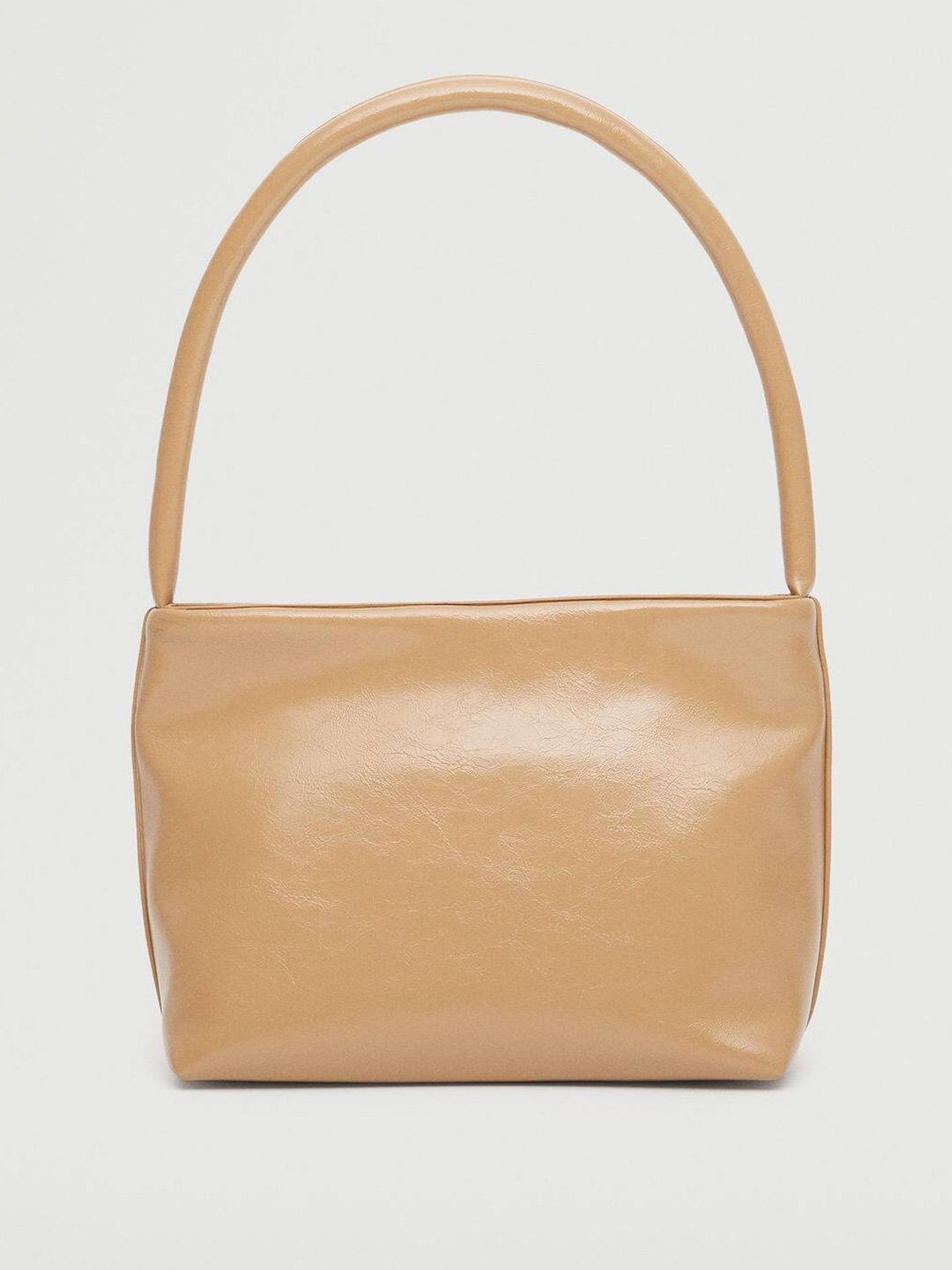 MANGO Beige Solid Structured Shoulder Bag Price in India