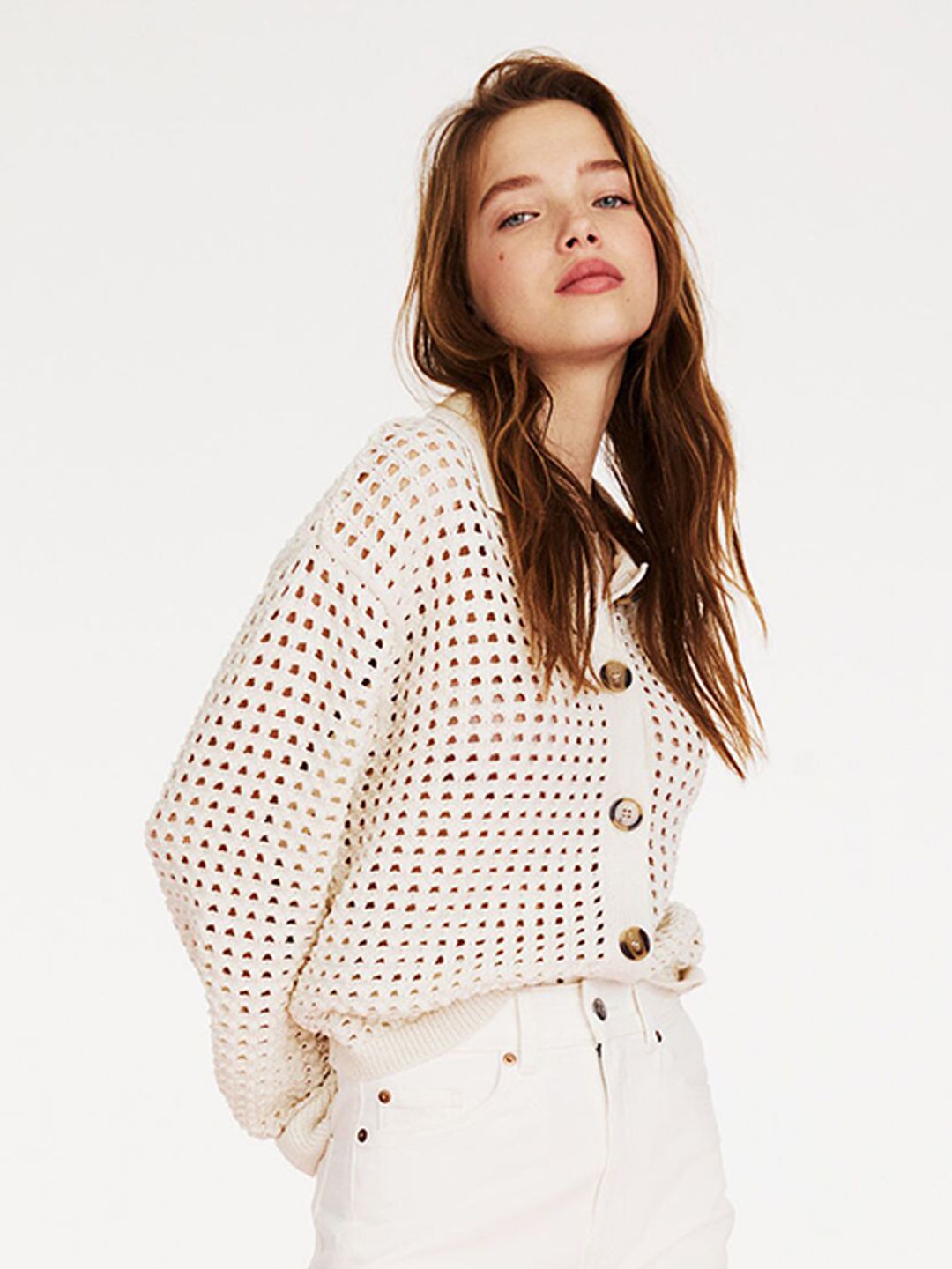 H&M Girls White Crocheted Cardigan