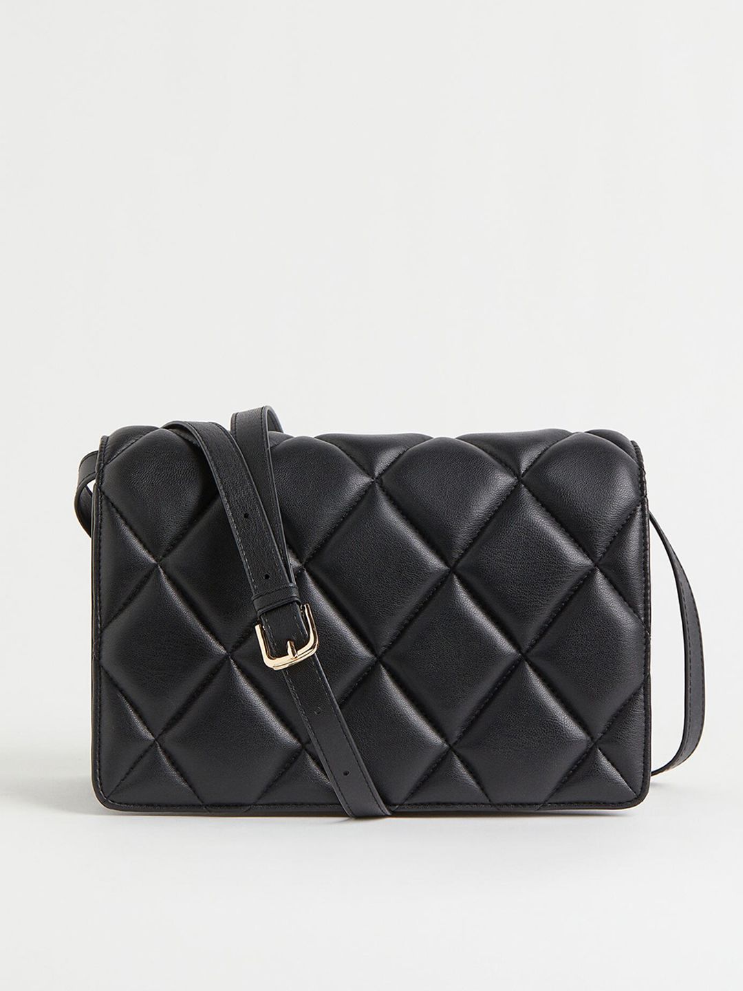 H&M Black Solid Quilted Shoulder Bag Price in India