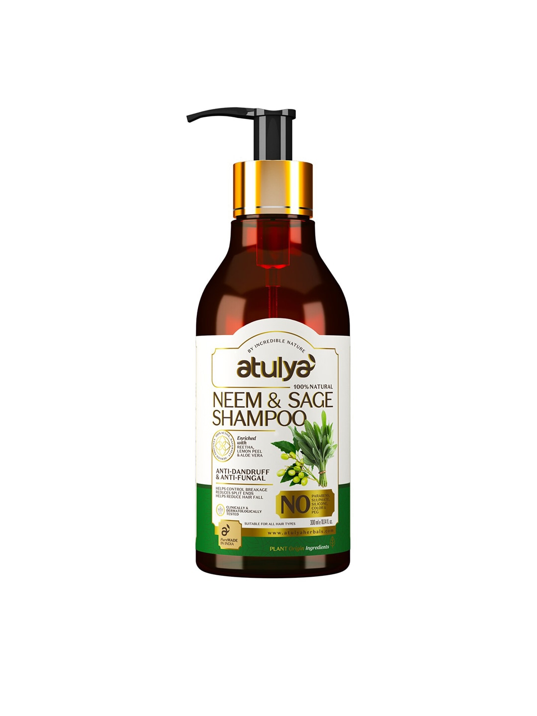 Atulya Natural Neem & Sage Anti-Dandruff Shampoo - 300 ml Price in India