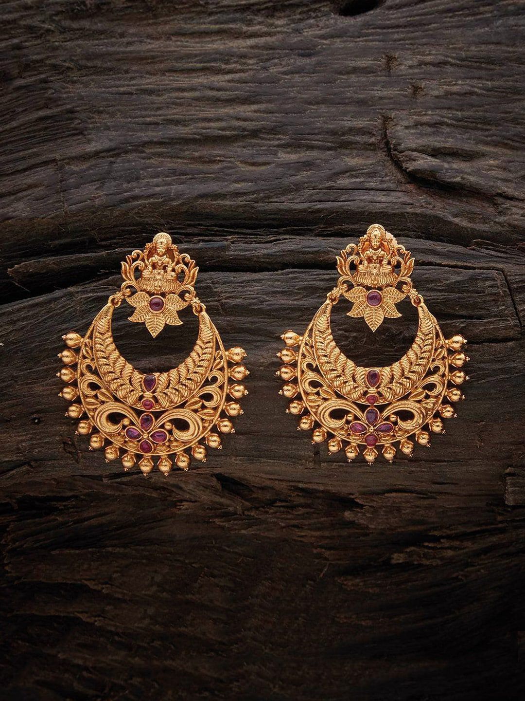 Kushal's Fashion Jewellery Gold-Toned Contemporary Chandbalis Earrings Price in India