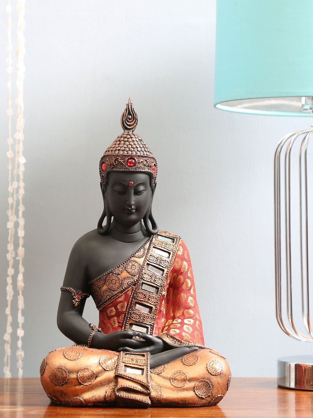 Athome by Nilkamal Black & Red Dhyana Sitting Buddha Showpiece Price in India