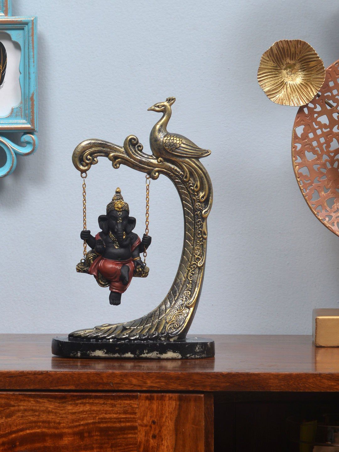 Athome by Nilkamal Black & Gold Ganesha Idol Showpiece Price in India