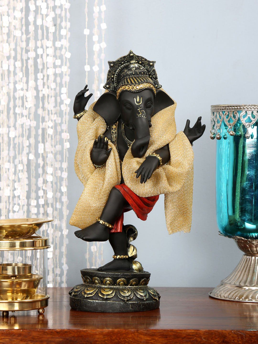 Athome by Nilkamal Black & Gold-Toned Standing Ganesha Showpiece Price in India