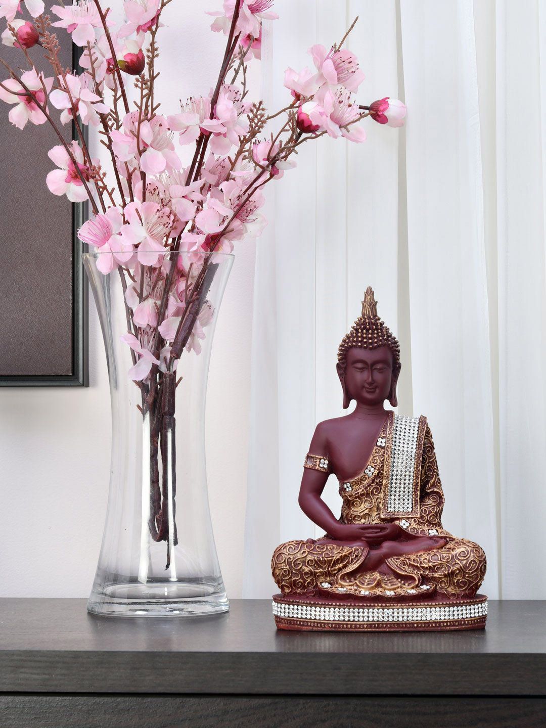 Athome by Nilkamal Brown Dhyana Buddha Showpiece Price in India