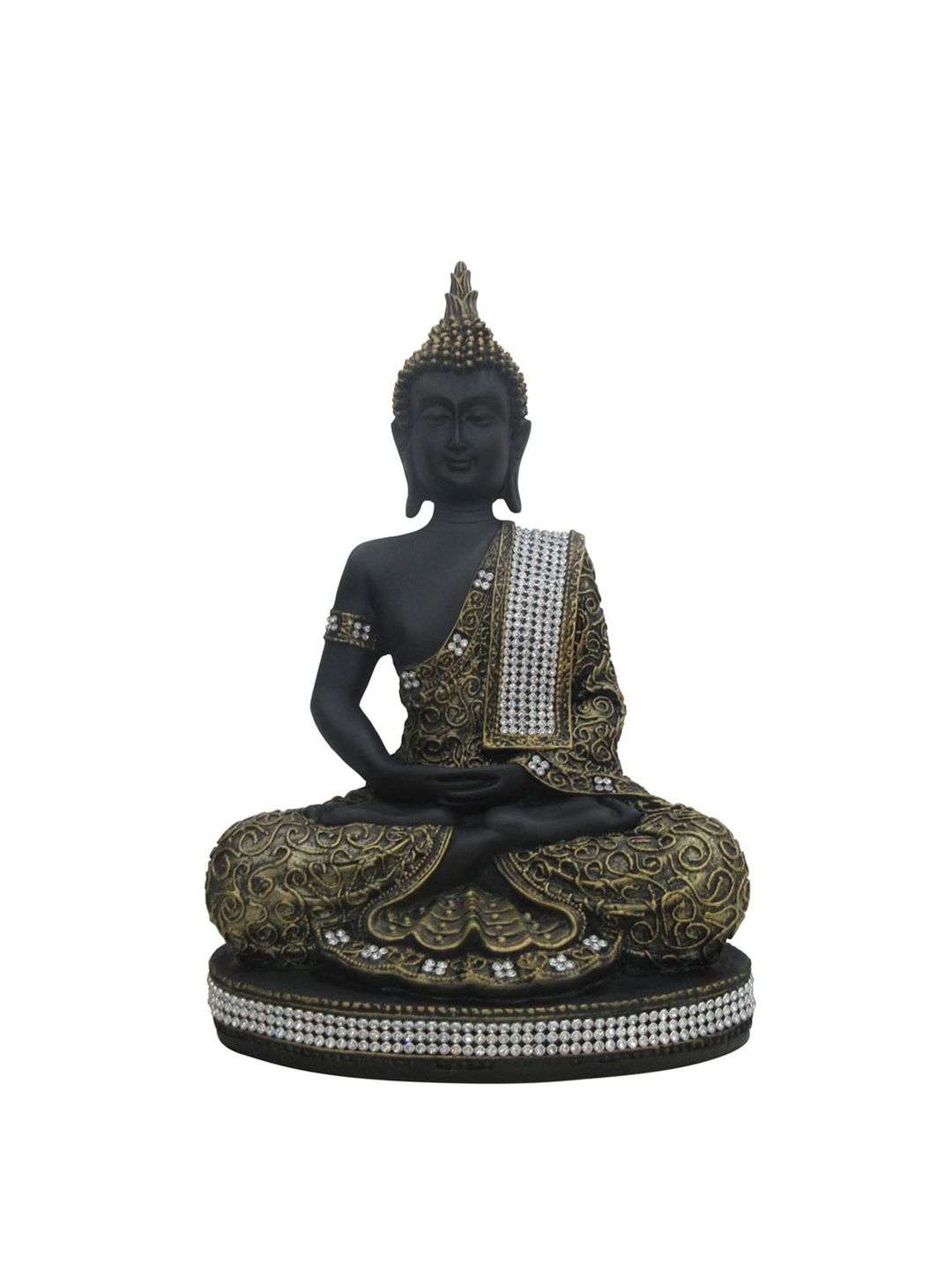 Athome by Nilkamal Black & Gold-Toned Dhyana Buddha Showpiece Price in India