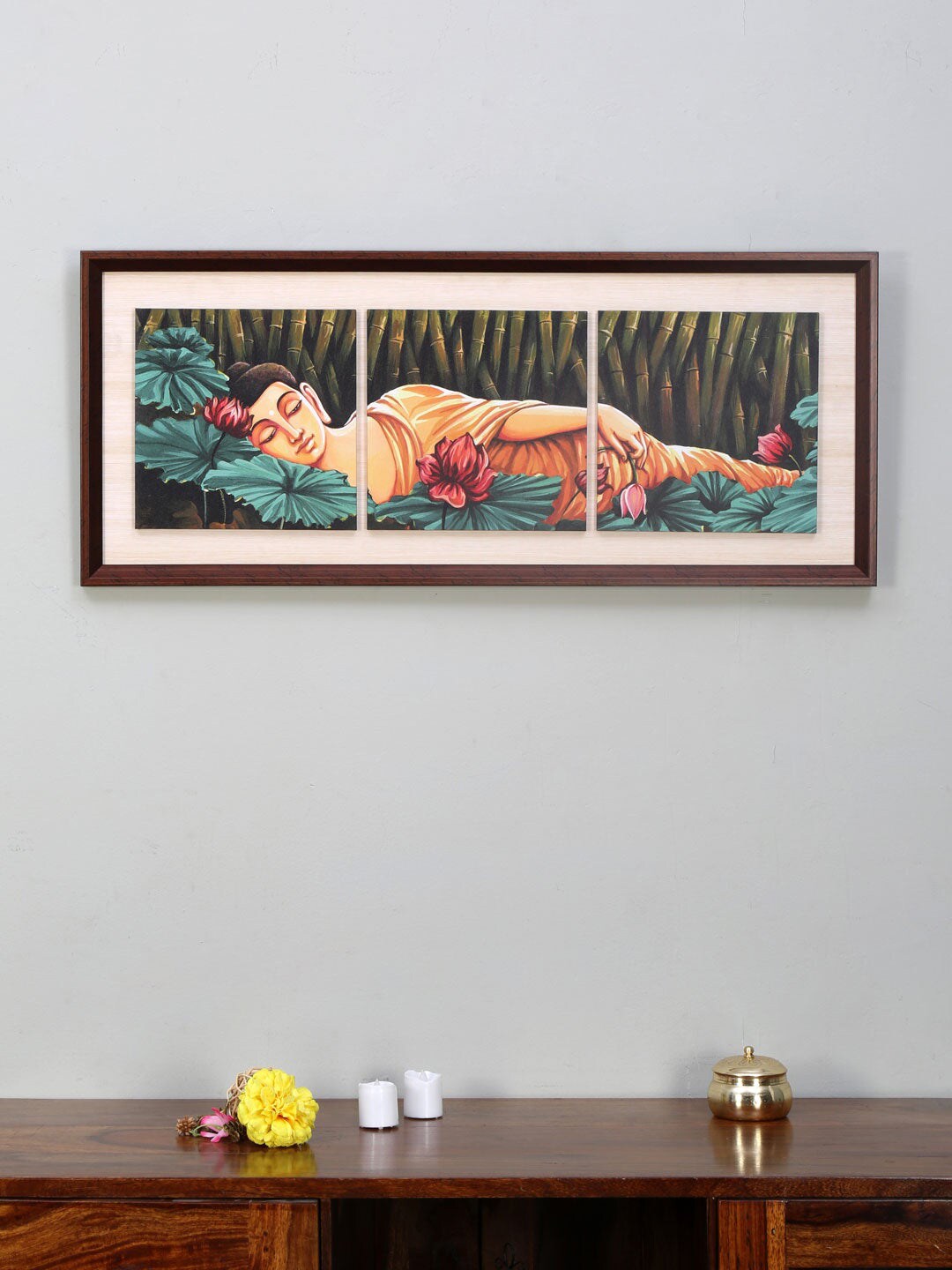 Athome by Nilkamal Sleeping Buddha Partition Painting Wall Art Price in India
