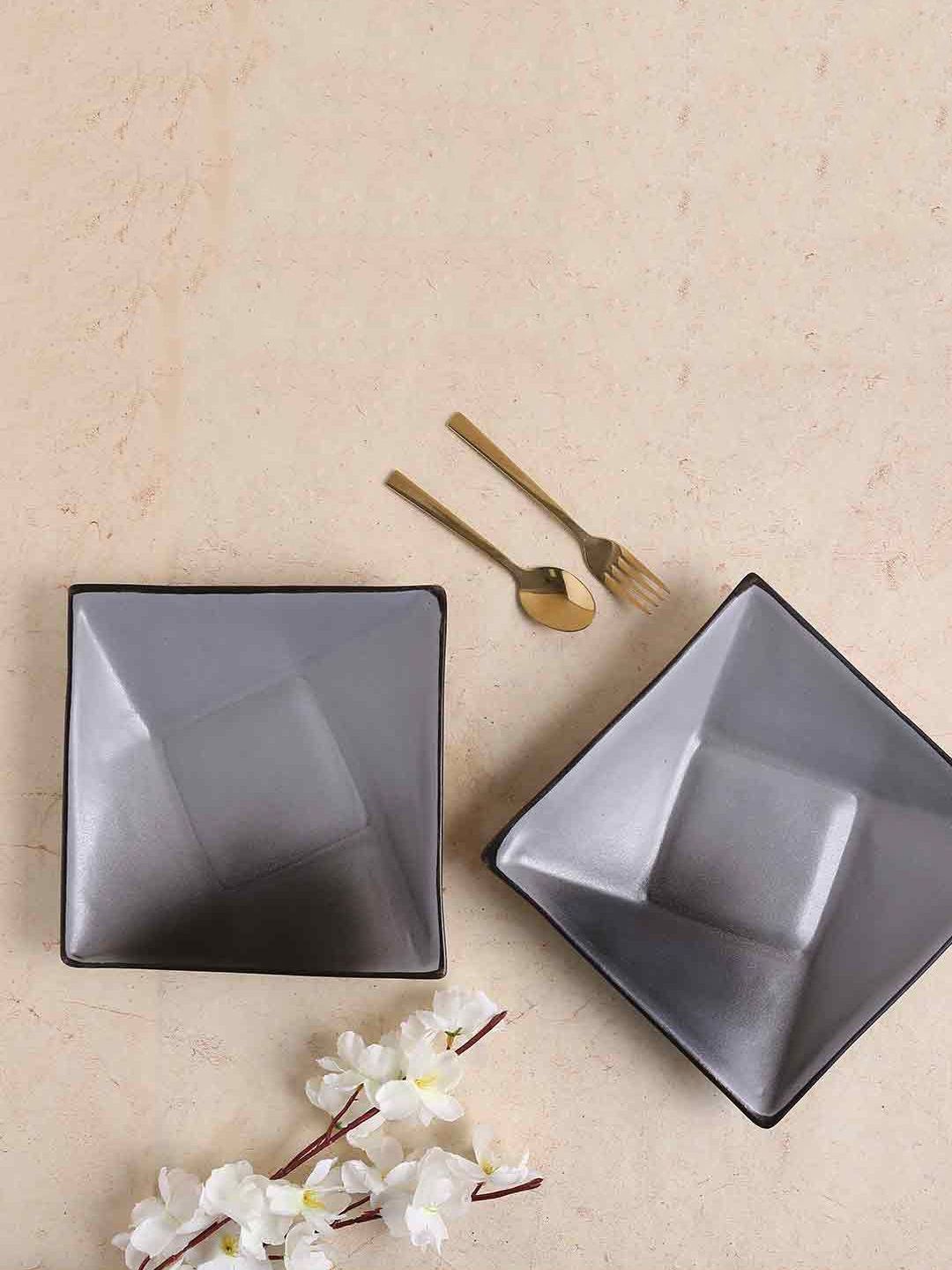 Wonderchef Grey Solid Teramo Stoneware Square Platter Price in India