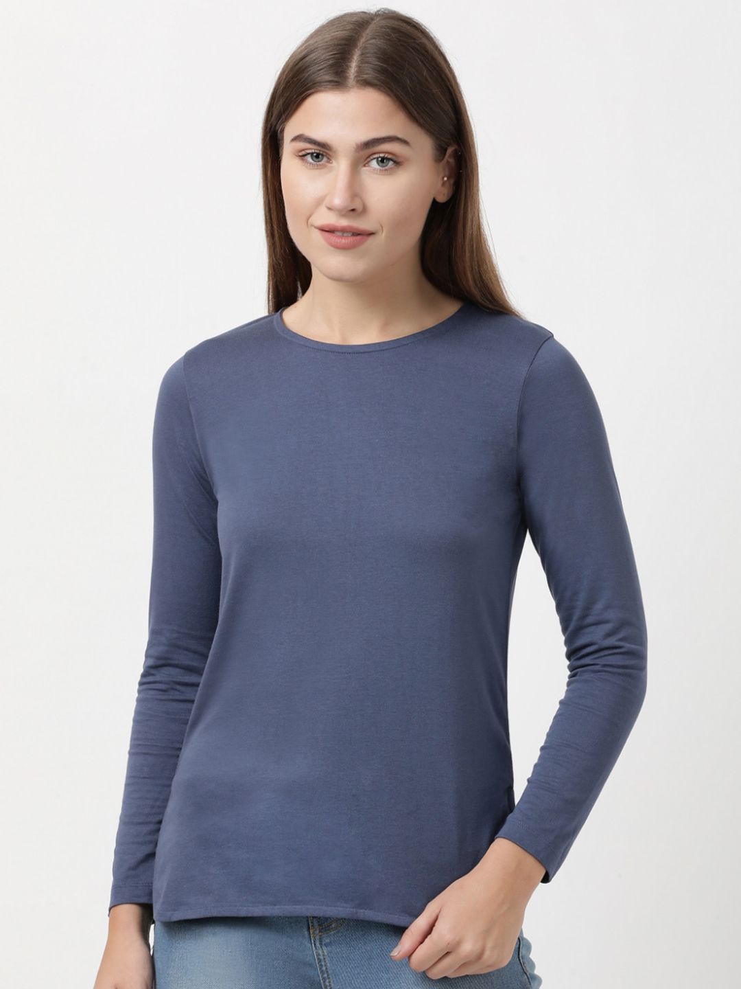 Jockey Women Blue Solid Cut Outs Lounge T-shirt Price in India