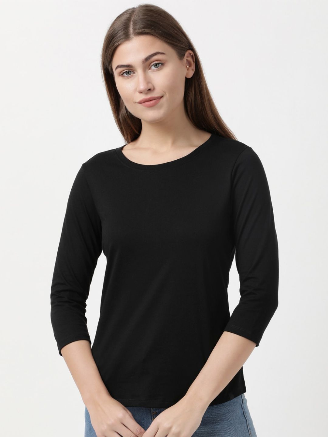 Jockey Women Black Cotton Lounge T-shirt A100-0105 Price in India