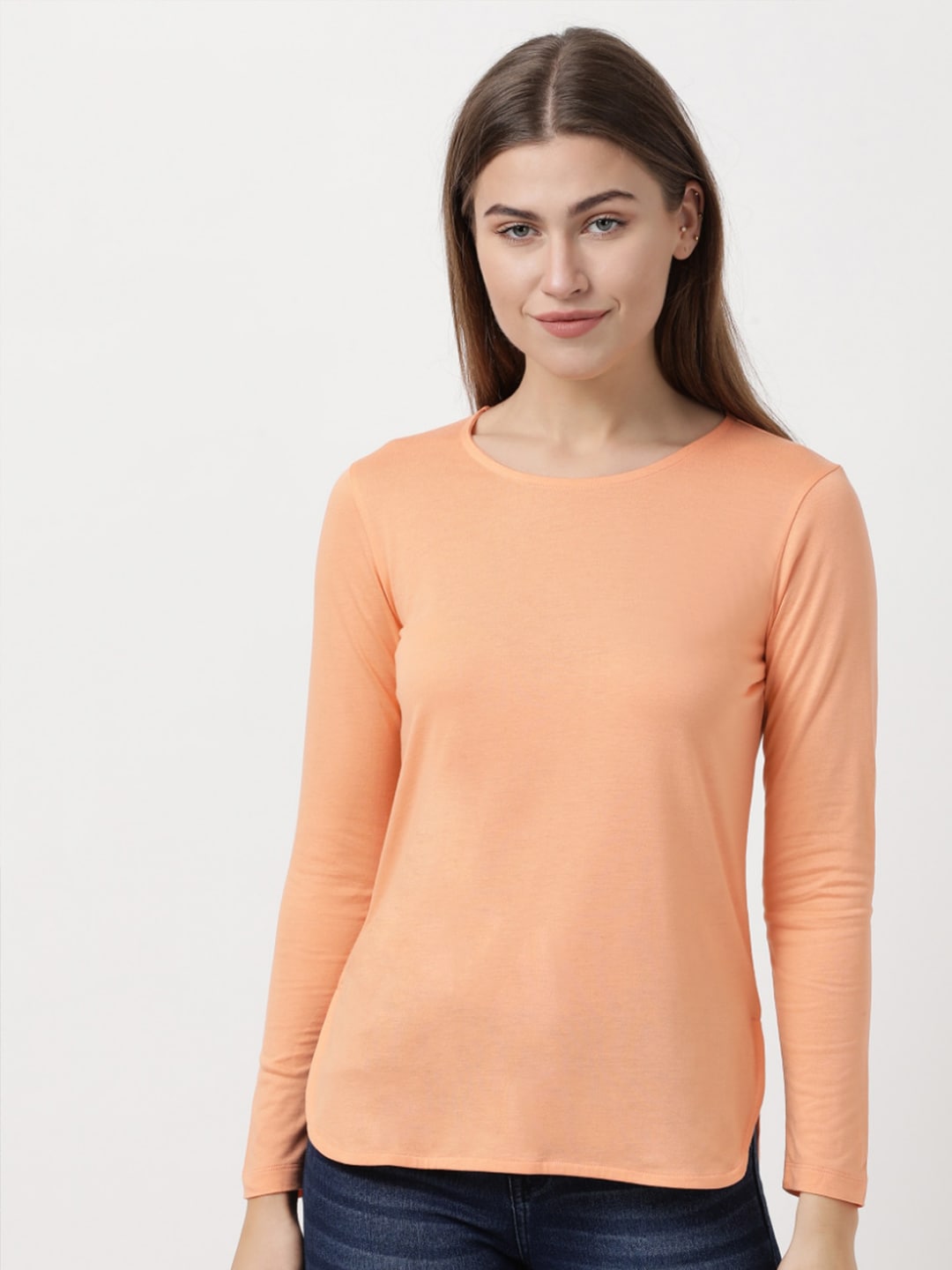Jockey Women Orange Solid Lounge T-shirt Price in India