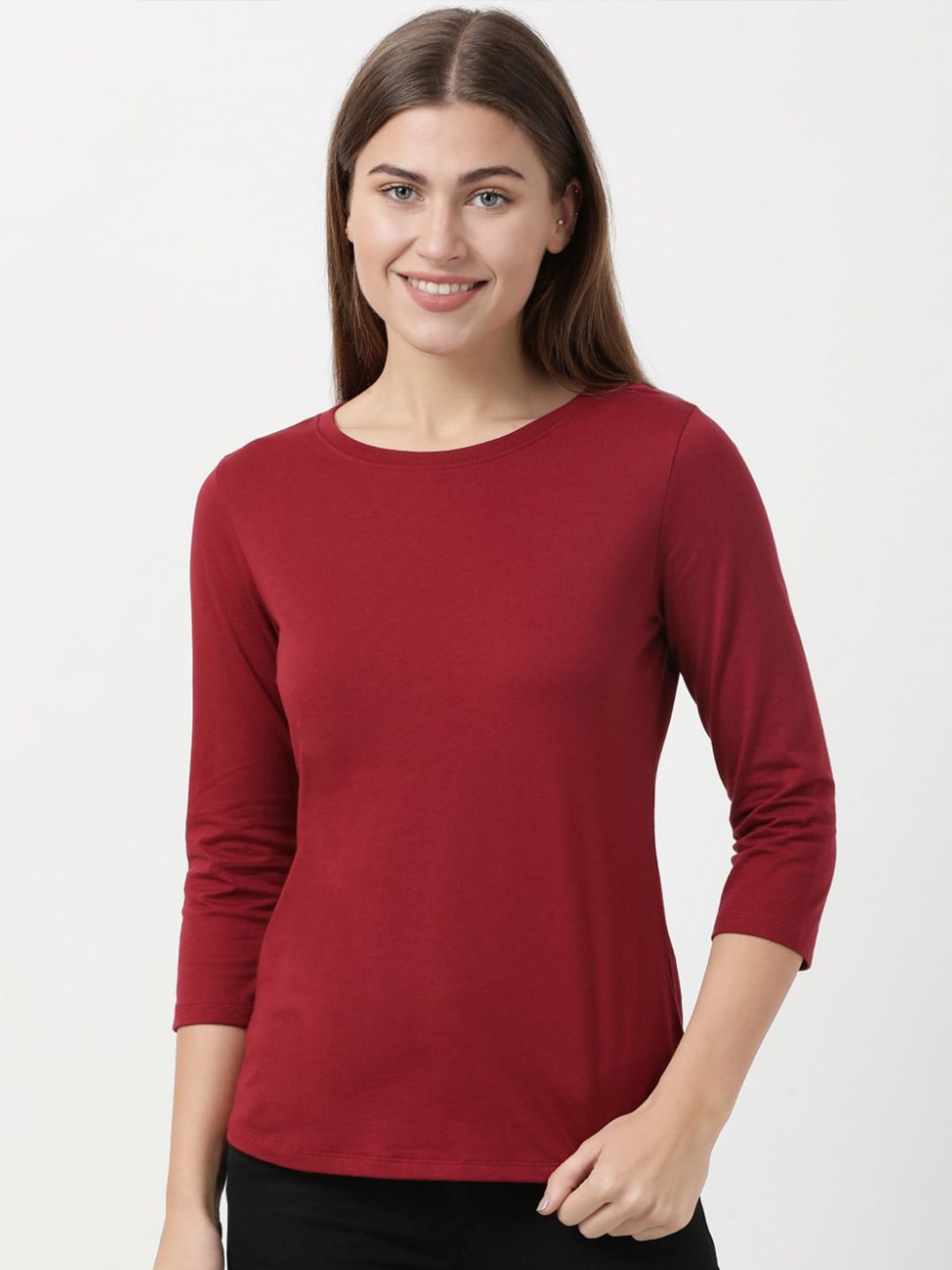 Jockey Women Red Solid Lounge T-shirt Price in India