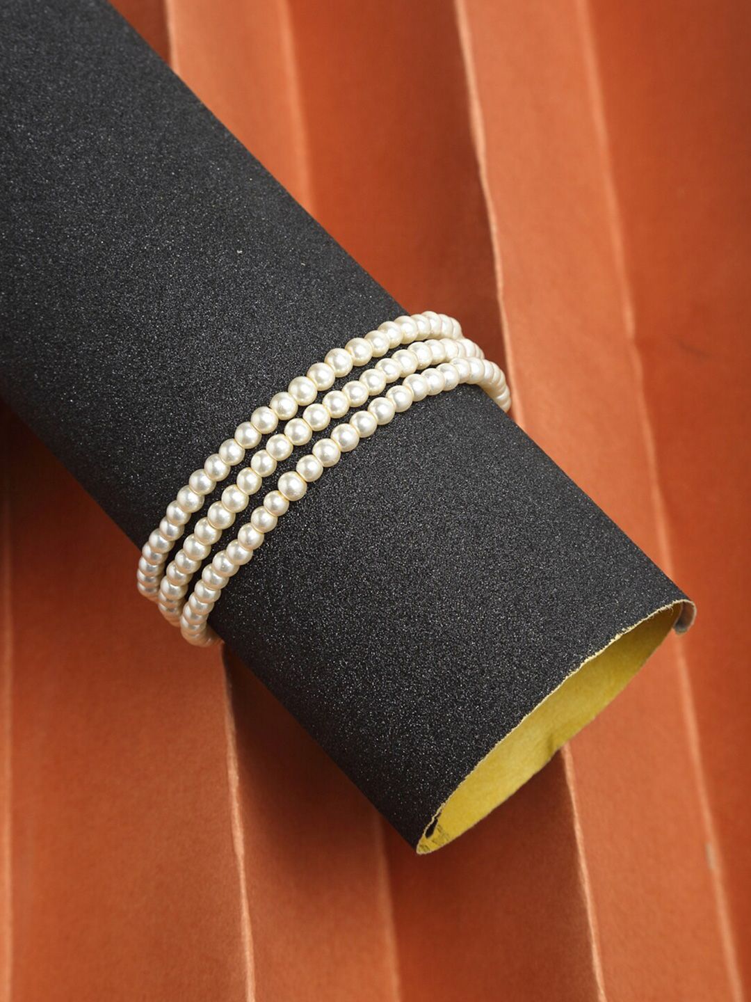 Ruby Raang Women Gold-Toned & White Pearls Gold-Plated Multi-strand Bracelet Price in India