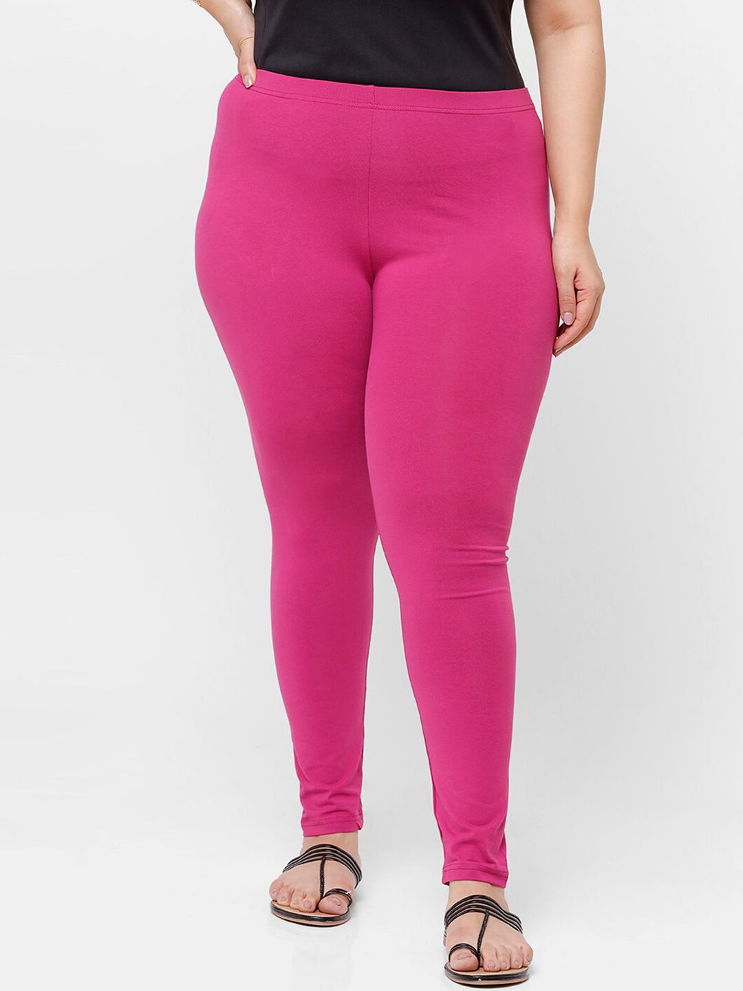 De Moza Women Pink Solid Ankle-Length Leggings Price in India